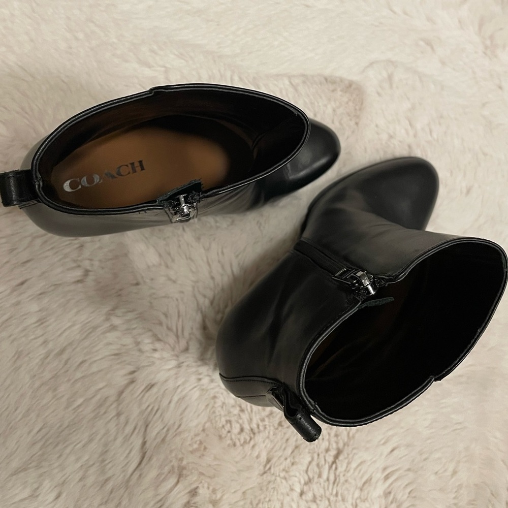 COACH Calf Leather Black “Jemma” Ankle Booties - Sz 7 - Picture 7 of 8